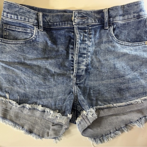 Express Blue High Waist Denim Shorts - Picture 1 of 6